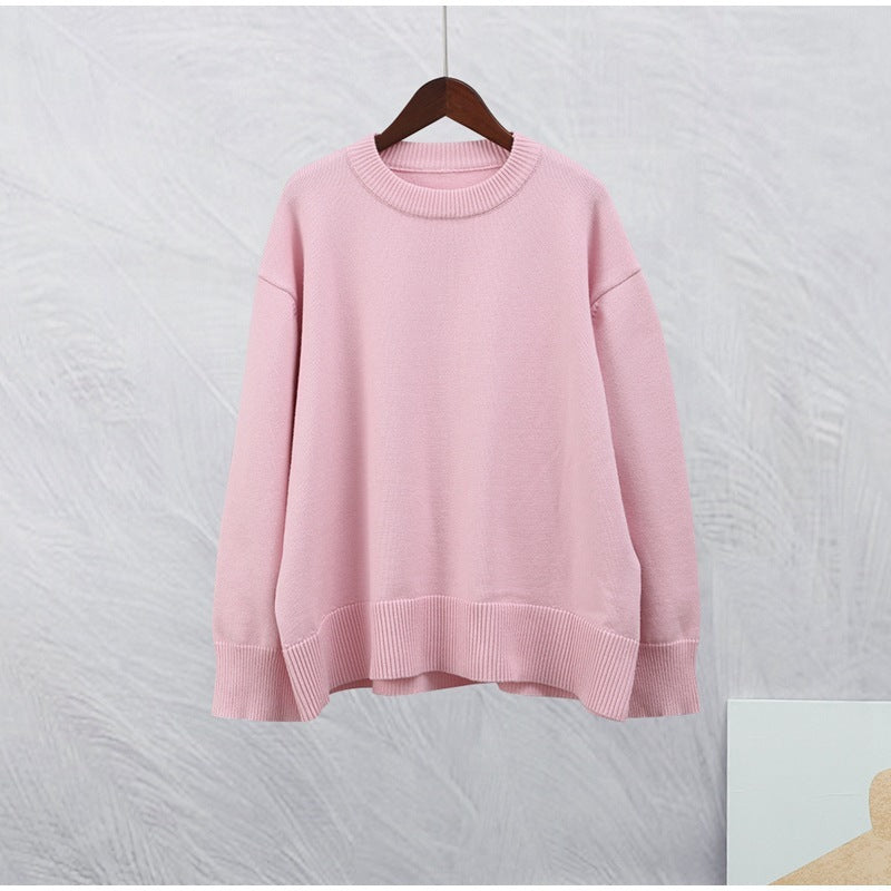 Sweet Pink Crew Neck Winter Pullover