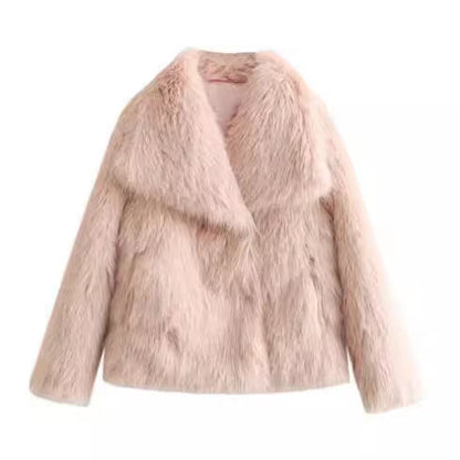 Winter Luxury Fur Lapel Winter Plush Coat