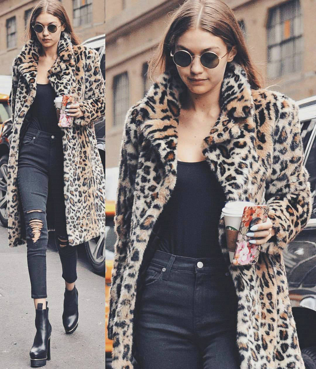 Leopard Print Plush Lapel Coat