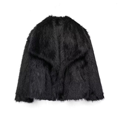 Winter Luxury Fur Lapel Winter Plush Coat