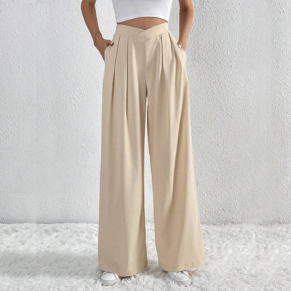 Chic High-Waist Pleated Wide-Leg Pants