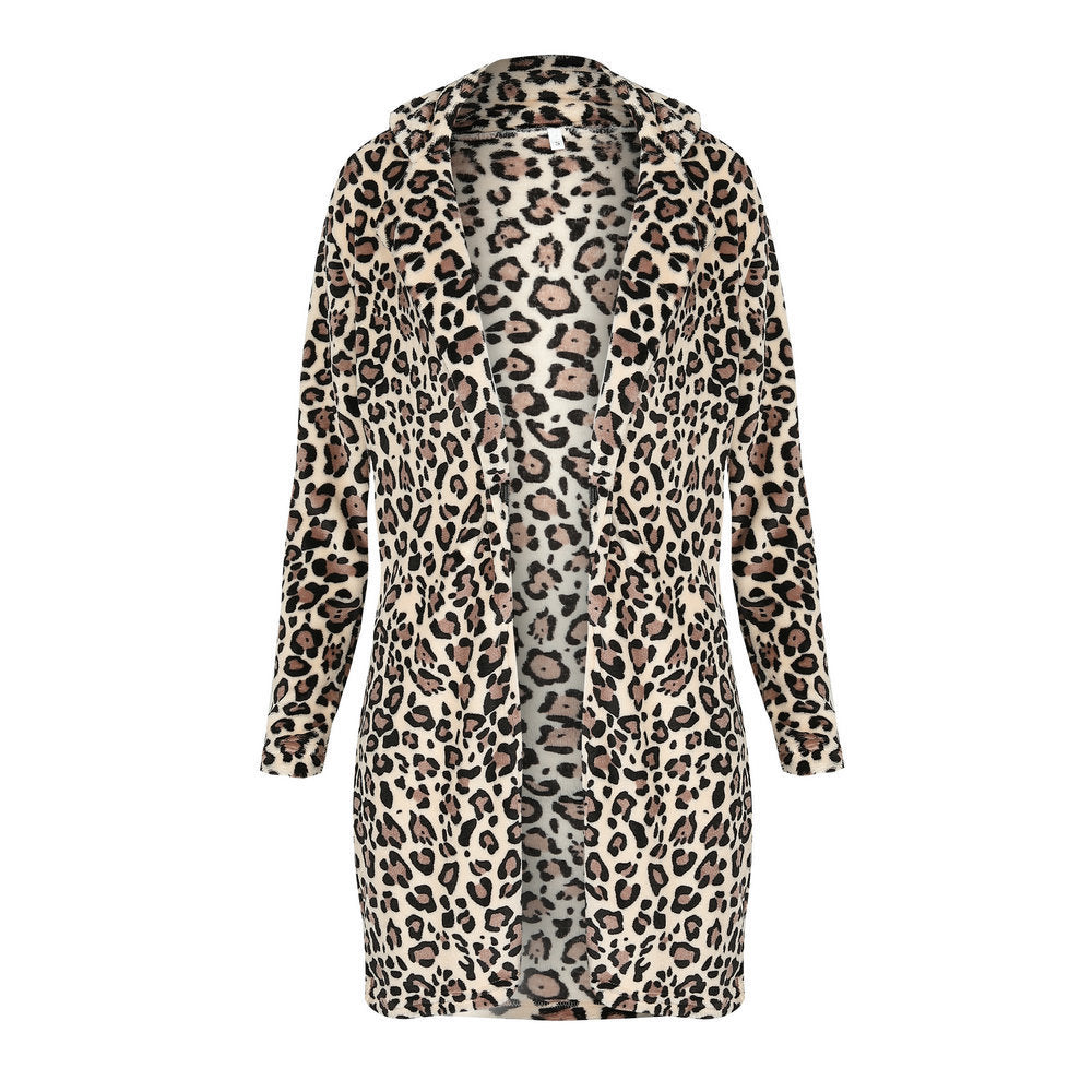 Leopard Print Plush Lapel Coat