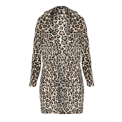 Leopard Print Plush Lapel Coat