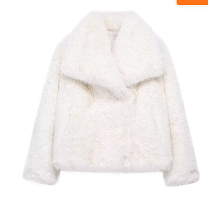 Winter Luxury Fur Lapel Winter Plush Coat