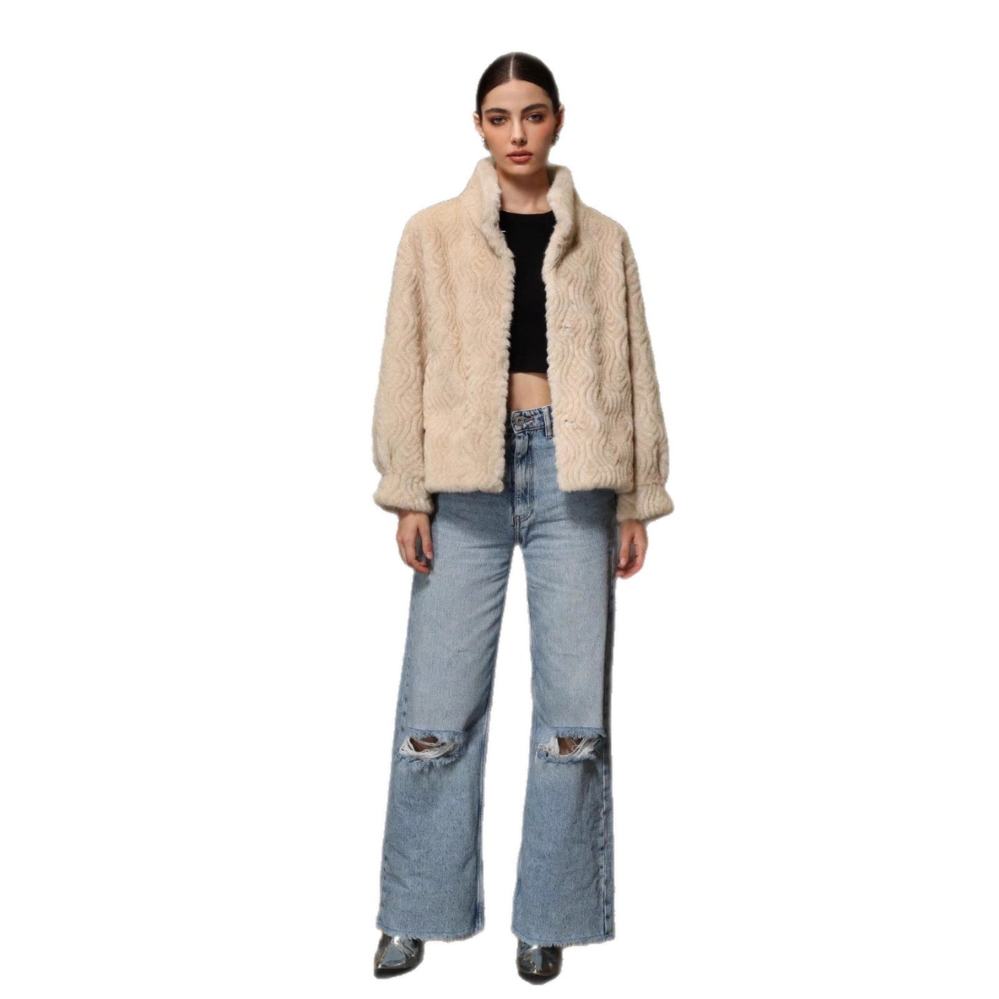 High Neck Plush Winter Coat