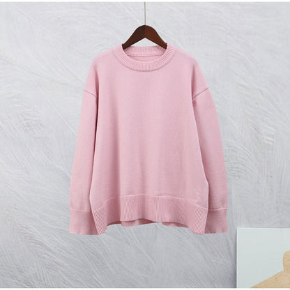 Sweet Pink Crew Neck Winter Pullover