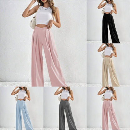 Chic High-Waist Pleated Wide-Leg Pants