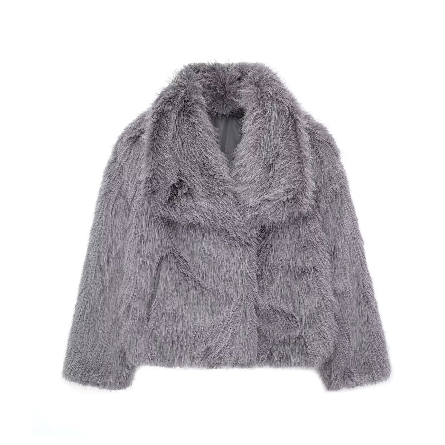 Winter Luxury Fur Lapel Winter Plush Coat