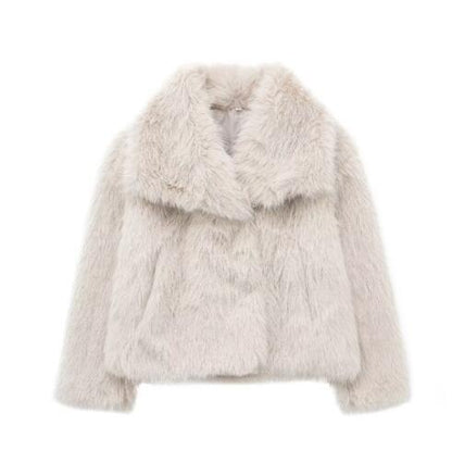 Winter Luxury Fur Lapel Winter Plush Coat