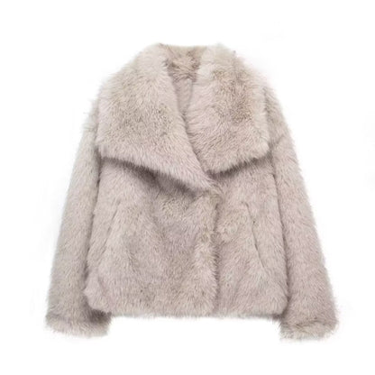 Winter Luxury Fur Lapel Winter Plush Coat