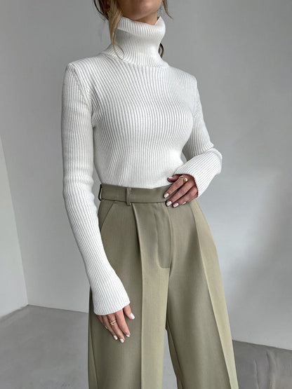 Elegant Slim-Fit Ribbed Turtleneck Sweater